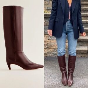 REFORMATION Remy Knee Boots in Ruby Red 10